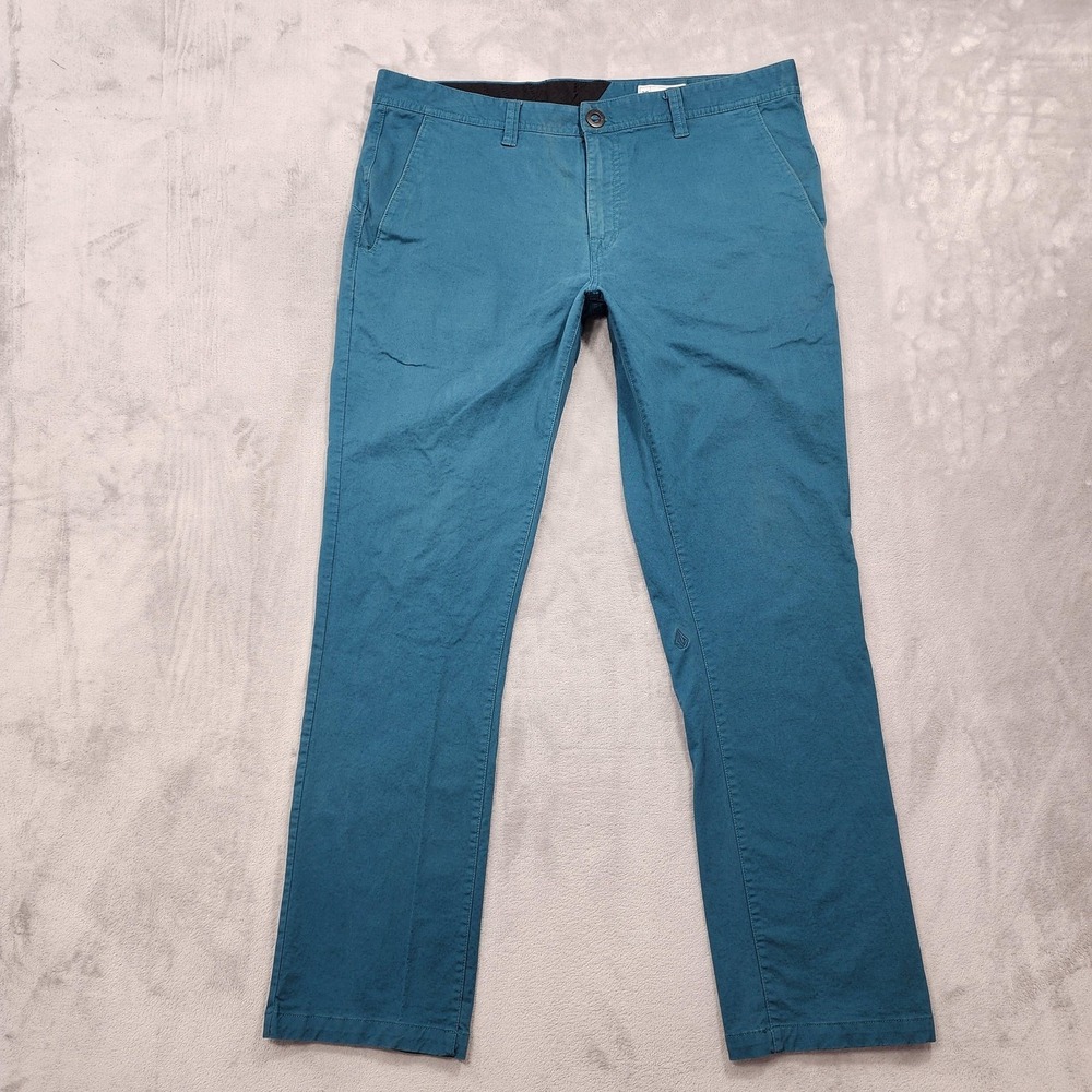 Volcom Pants Mens 38 Blue Frickin Slim Chino Stretch Casual Skate Streetwear